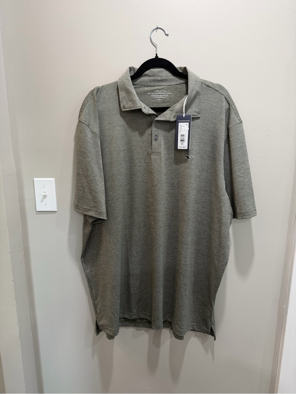Vineyard Vines Men’s Performance St. Jean Stripe Sankaty Polo (Green/Gray Pine)